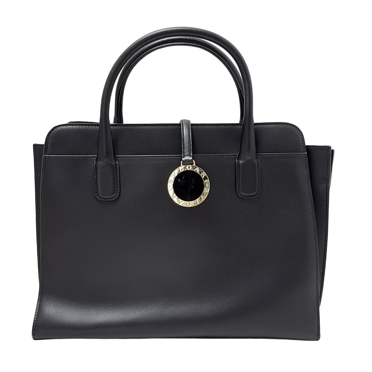 BVLGARI ブルガリ トートバッグ 肩掛け ブラック 黒色 レザー ロゴ BVLGARI ブルガリ ロゴマニア ハンドバッグ トートバッグ