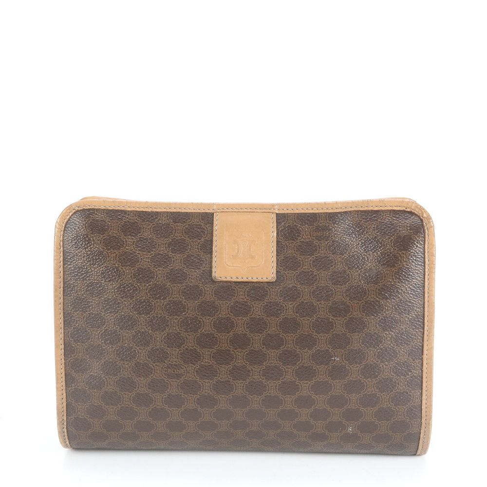 簡単な ヴィンテージ セリーヌ マカダム レザー クラッチ バッグ ハンド セカンド ポーチ トート ブラウン レディース ERE CW24-7 1万円以上送料無料。