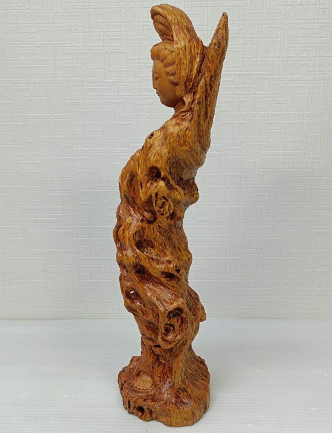 古美術品 つげの木製 木彫り 菩薩観音像 - メルカリ