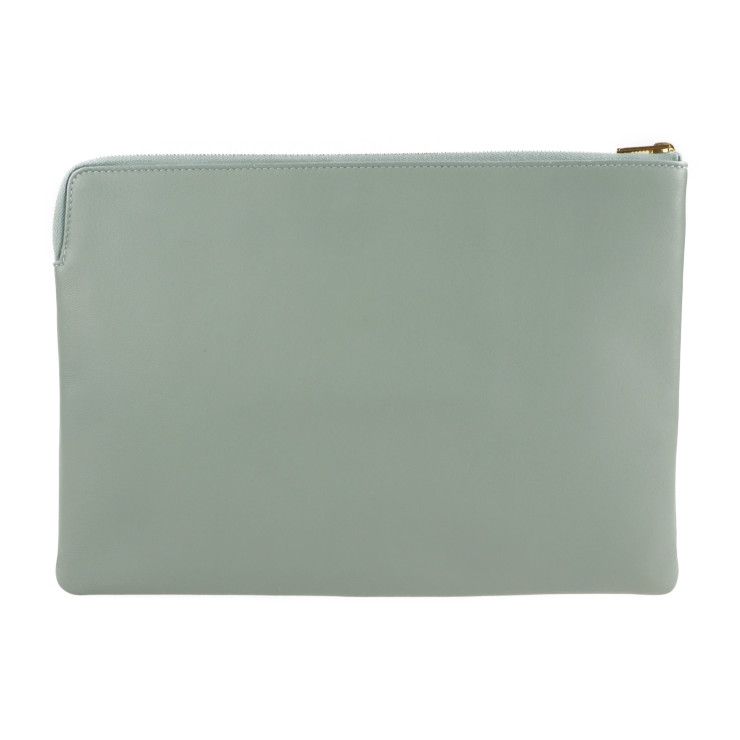 CELINE セリーヌ  ポーチ クラッチバッグ - レザー   アースグリーン ゴールド金具  セカンドバッグ 【本物保証】 CELINE セリーヌ ポーチ クラッチバッグ レザー アースグリーン