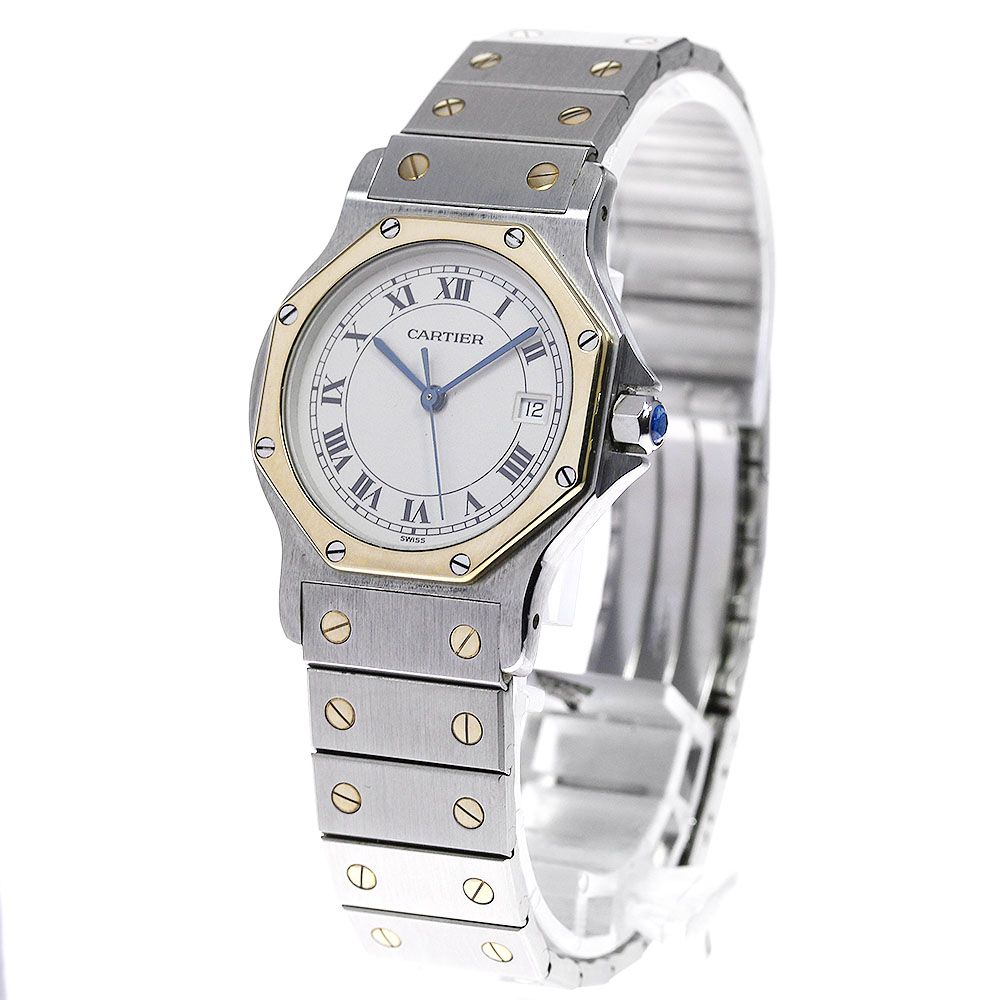 ジャンクカルティエ CARTIER サントスオクタゴンLM YGベゼル デイト