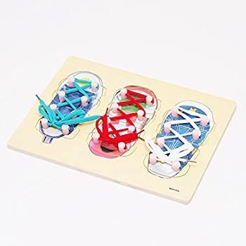 【中古】(非常に良い)【MONTE Kids】モンテッソーリ教具 -- 靴ひも結び　パズル付き -- Montessori 知育玩具教具 幼児早期教育 モンテキッズ 本格教材 算数 おもちゃ