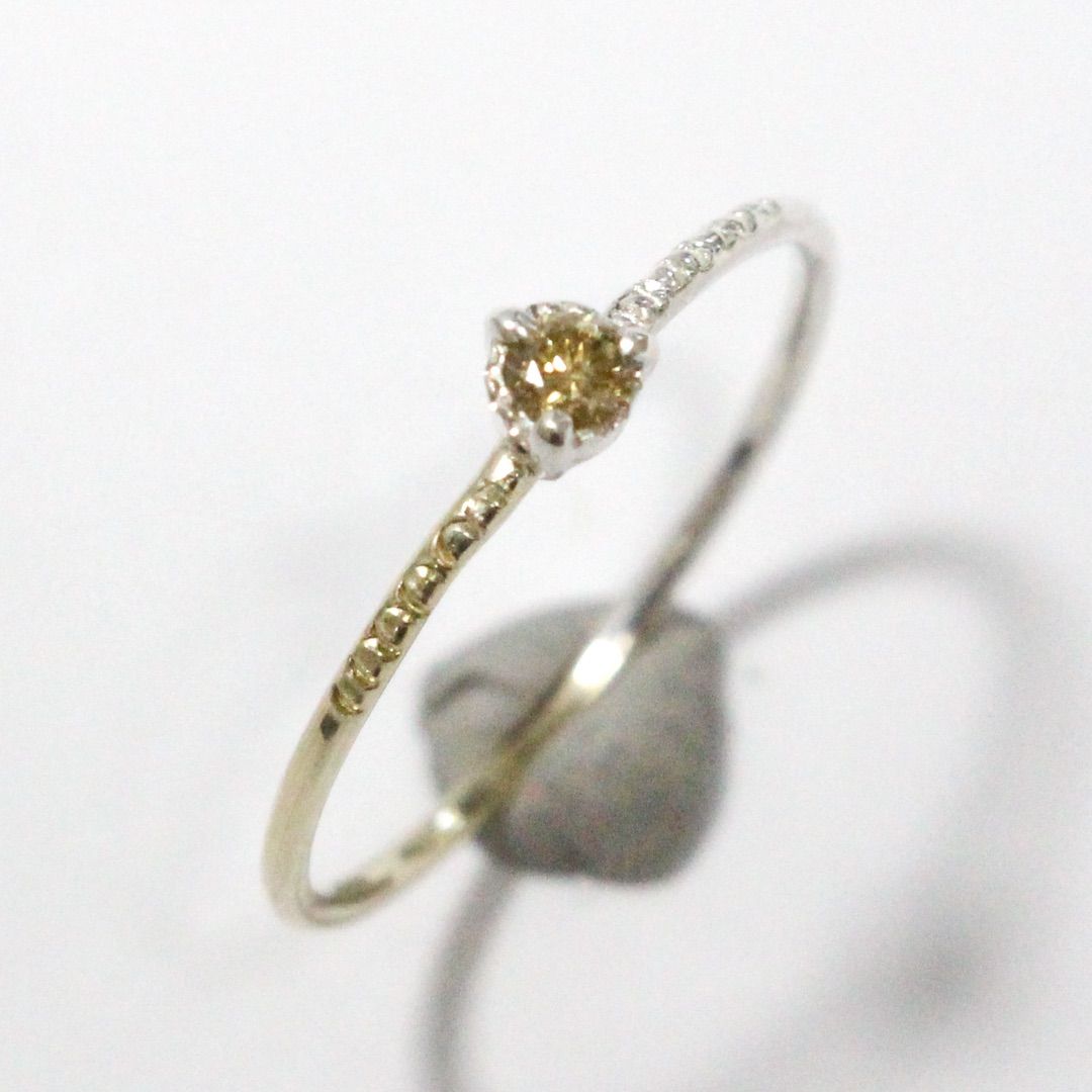 ギラギラ!ファンシーカラーダイヤモンドミル打ち細身シルバーリング10