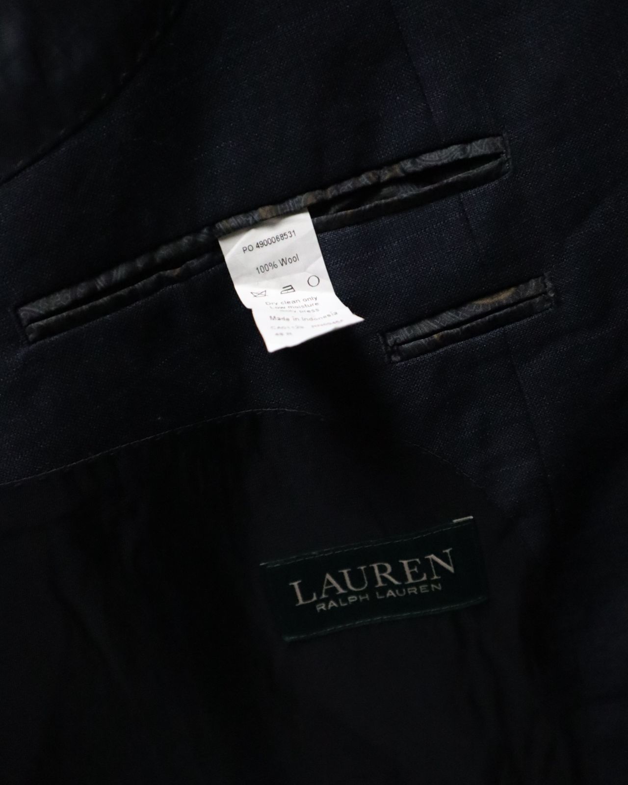 Ralph Lauren windowpane check wool tailored jacket navy ラルフ 
