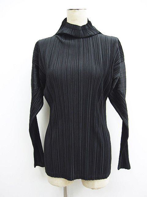 ISSEY MIYAKE イッセイミヤケ プリーツプリーズ カットソー 長袖 黒系 サイズM L005-0510-3