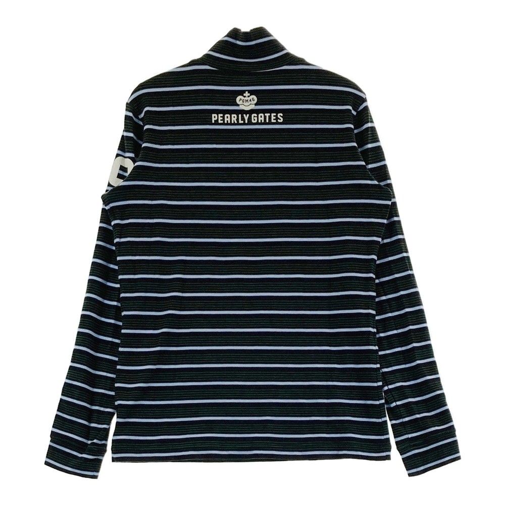 サイズ：1 PEARLY GATES パーリーゲイツ  ハイネック 長袖Tシャツ ボーダー柄 ブラック系 [240101474837] ゴルフウェア レディース ストスト PEARLY GATES パーリーゲイツ ハイネック 長袖Tシャツ ボーダー