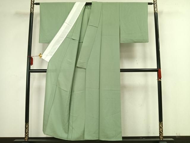 平和屋着物＊夏物　色無地　絽　若葉色　正絹　逸品　AAAZ1212fy