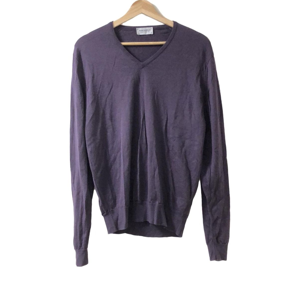 JOHN SMEDLEY ジョンスメドレー 長袖セーター サイズM メンズ - パープル Vネック