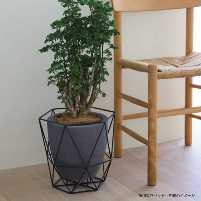 花 観葉植物用ポット ワイヤーフロートポット 30 ブラック Ceramic POT 1個入り 23114 底穴ありセメントポット付 防水インナー付属 代引き不可 大型ポット FARM p113