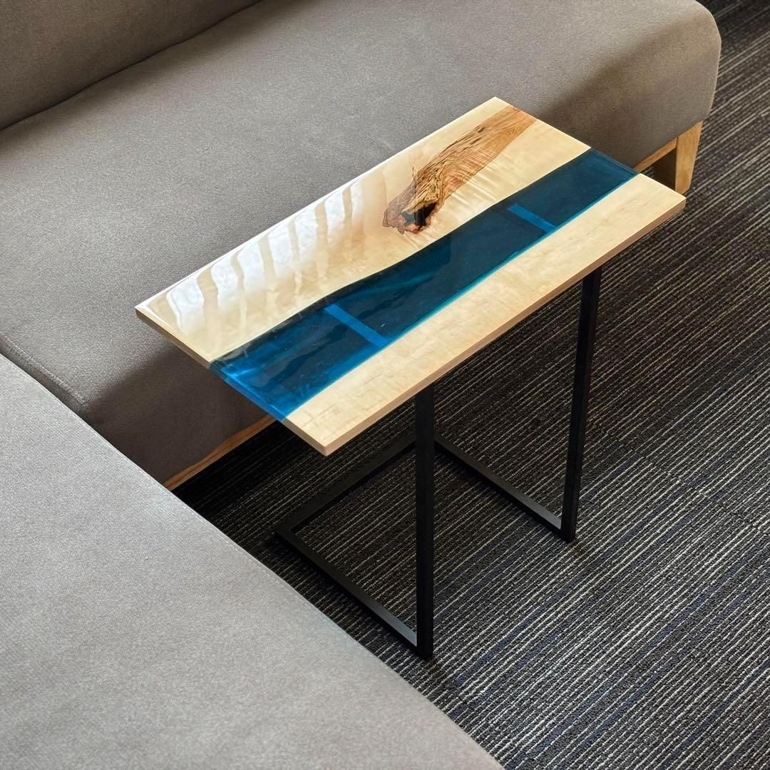 ミニテーブル サイドテーブル デスク リバー レジン 一枚板 アイアン 北欧 ミニテーブル サイドテーブル デスク リバー レジン 一枚板 アイアン 北欧