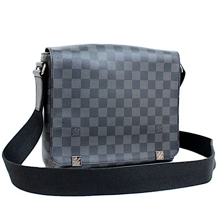 LOUIS VUITTON◇PDJ_ダミエ・アンフィニ_BLK/レザー/BLK/N41248