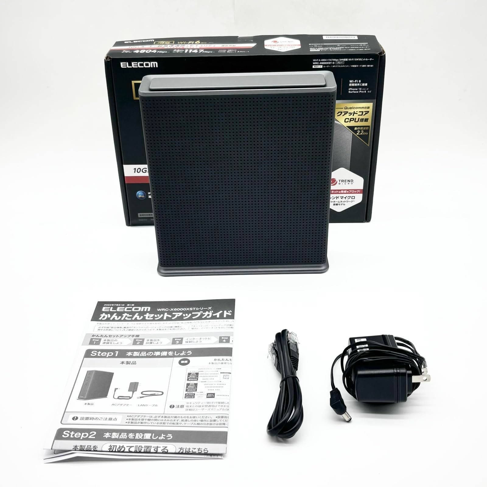 エレコム Wi-Fiルーター 4804 1148Mbps Android|iPadOS|iOS|Mac|Windows11対応 グレー WRC-X6000XST-G ○1492