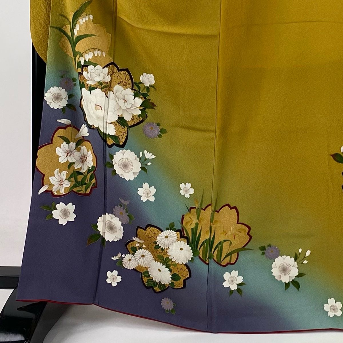 振袖 身丈166.5cm 裄丈69cm L 袷 やまと 桜 牡丹 金彩 染め分け
