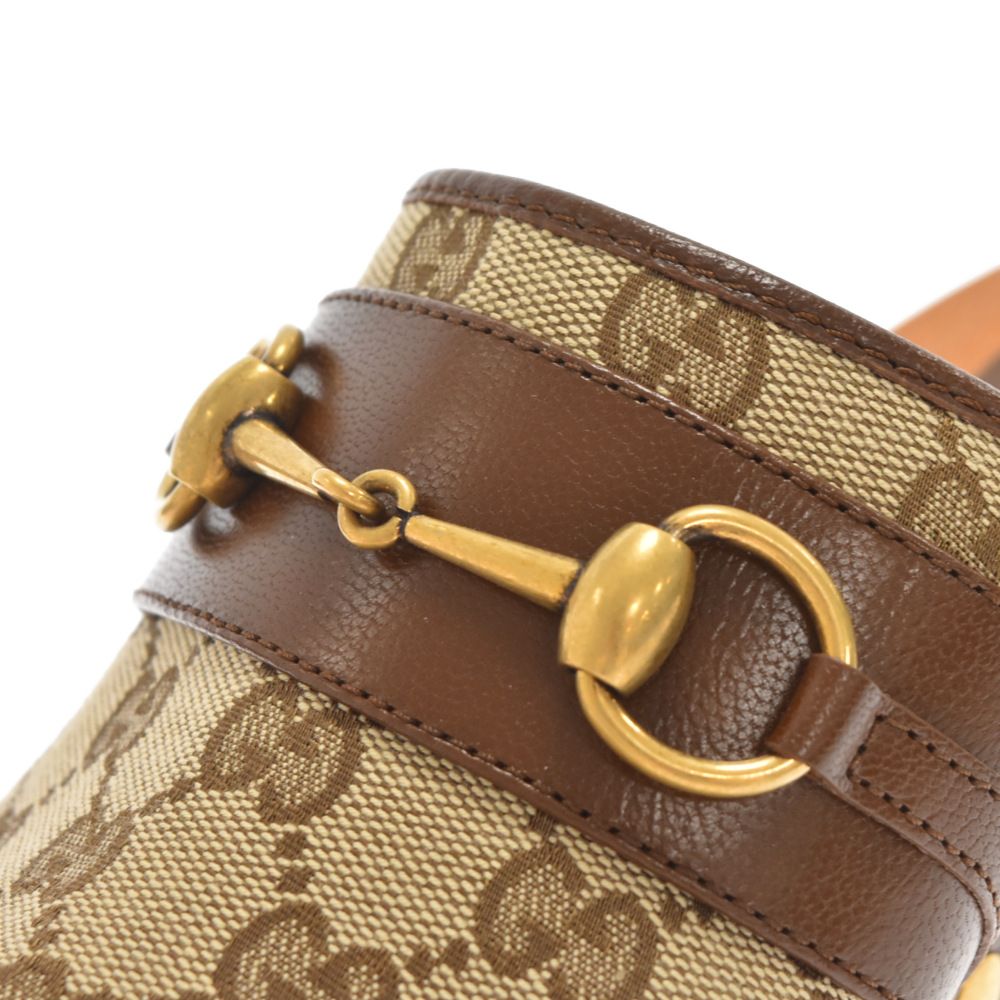 GUCCI ホースビット　ミュール　パンプス　サンダル　グッチ　GG柄 ホースビット〕メンズ ミュール ・ベージュ＆ブルー GGデニム