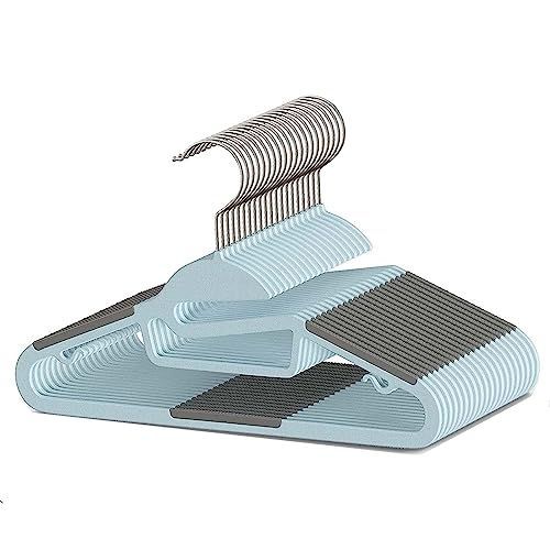 ブルー Lisa Pulster 子供 ハンガー 型崩れしない 滑り止めハンガー ベビーハンガー 衣類ハンガー 洗濯と収納兼用 360度回転でき 子供用ハンガー キッズハンガー 20本セット 収納省スペース 襟が伸びない (ブルー)