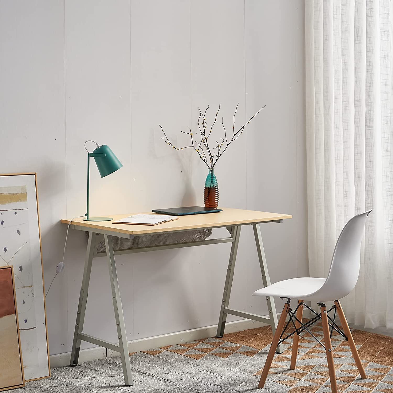 デスク☆ワークデスク パソコンデスク/高さ調整で ハイ ロー 座卓に/棚