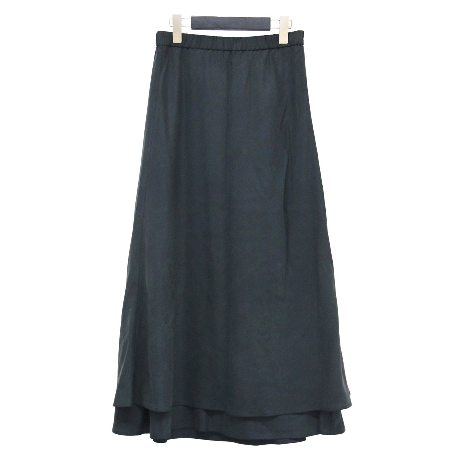 23区 ニジュウサンク スカート ダークグレー サイズ 38 M SLOW 23秋冬 ヴィンテージツイル スカート フ ロング丈 ウエストゴム サテン ボトムス レディース
