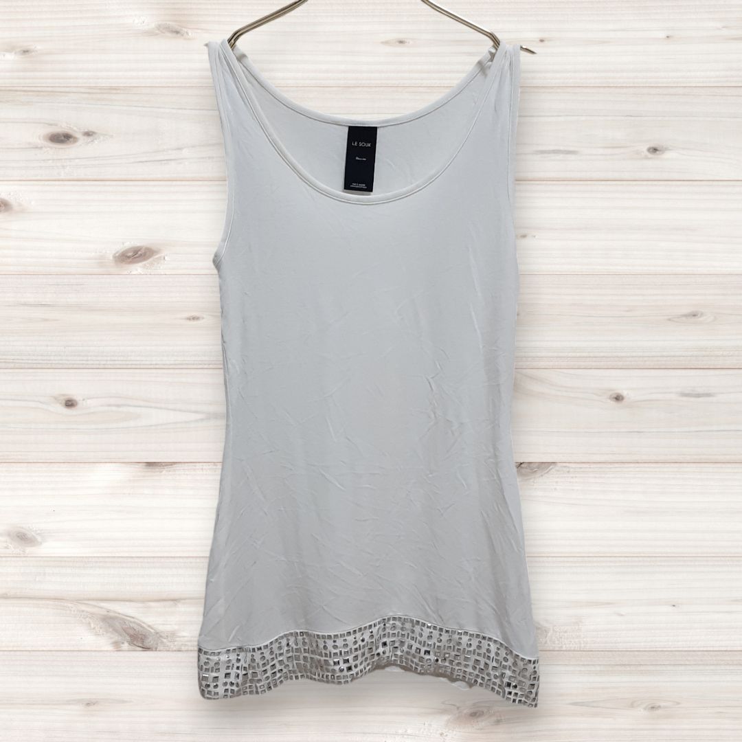 C1421 ルスーク Le souk Tシャツ ノースリーブ (38) 白 Uネック - メルカリ