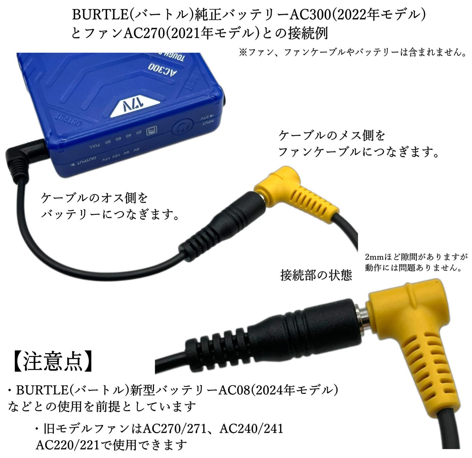 新型AC08(22V バッテリー 2024年)、AC360(19V 2023年)、AC300