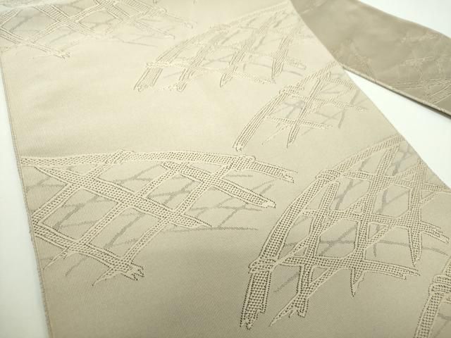 平和屋着物＊夏物 九寸開き名古屋帯 遠山文 金糸 正絹 逸品 CAAW8995oy