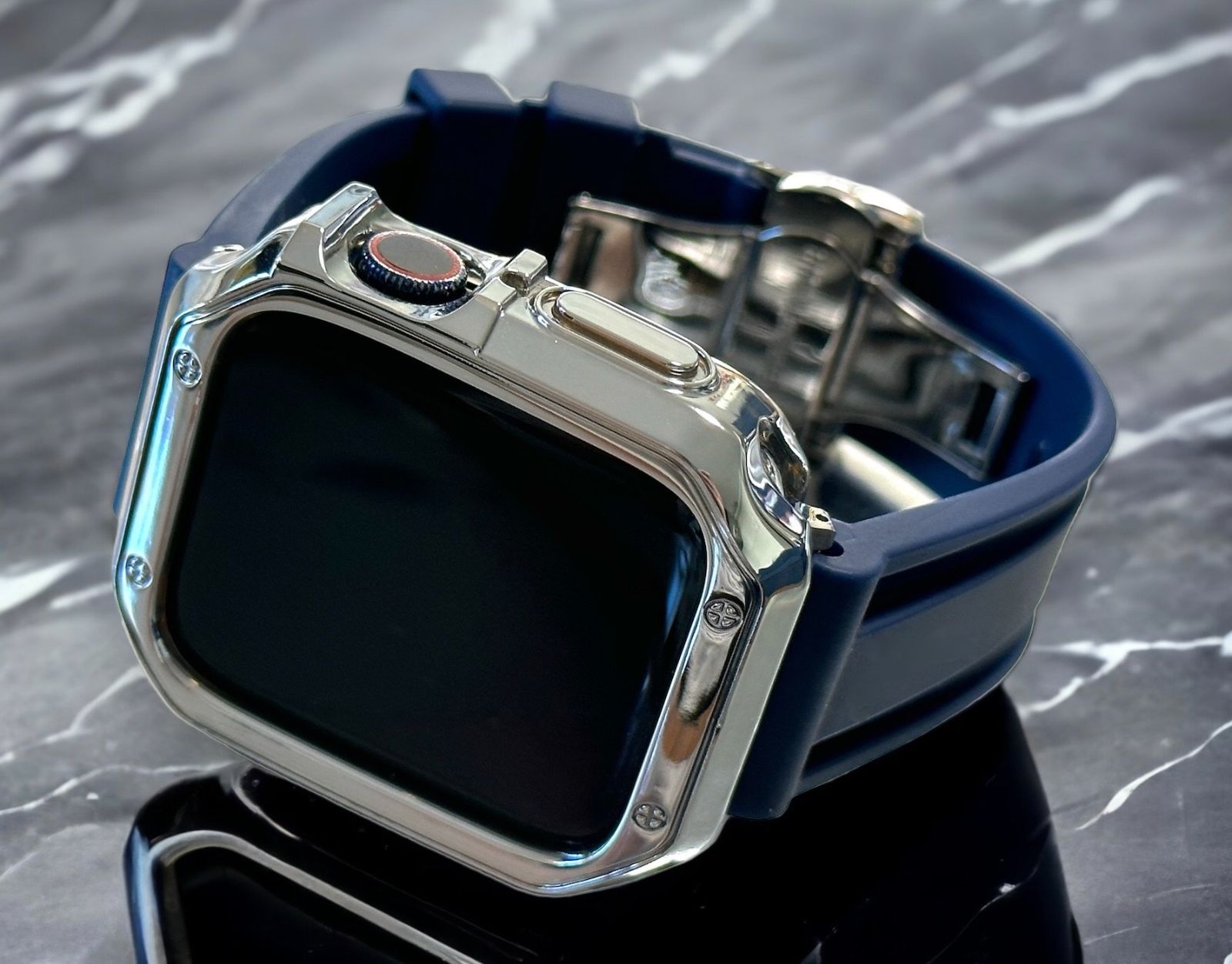 Apple Watch ラバーバンド ベルトu0026カバー ネイビーNVS | www.agb.md