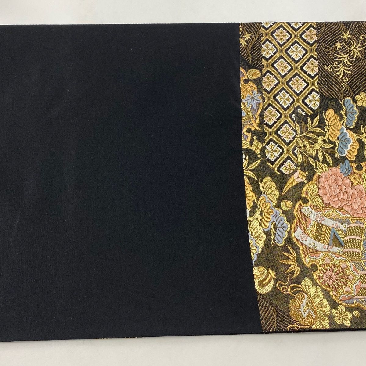 六通］袋帯 中古品 裂型吉祥文 424cm O-349