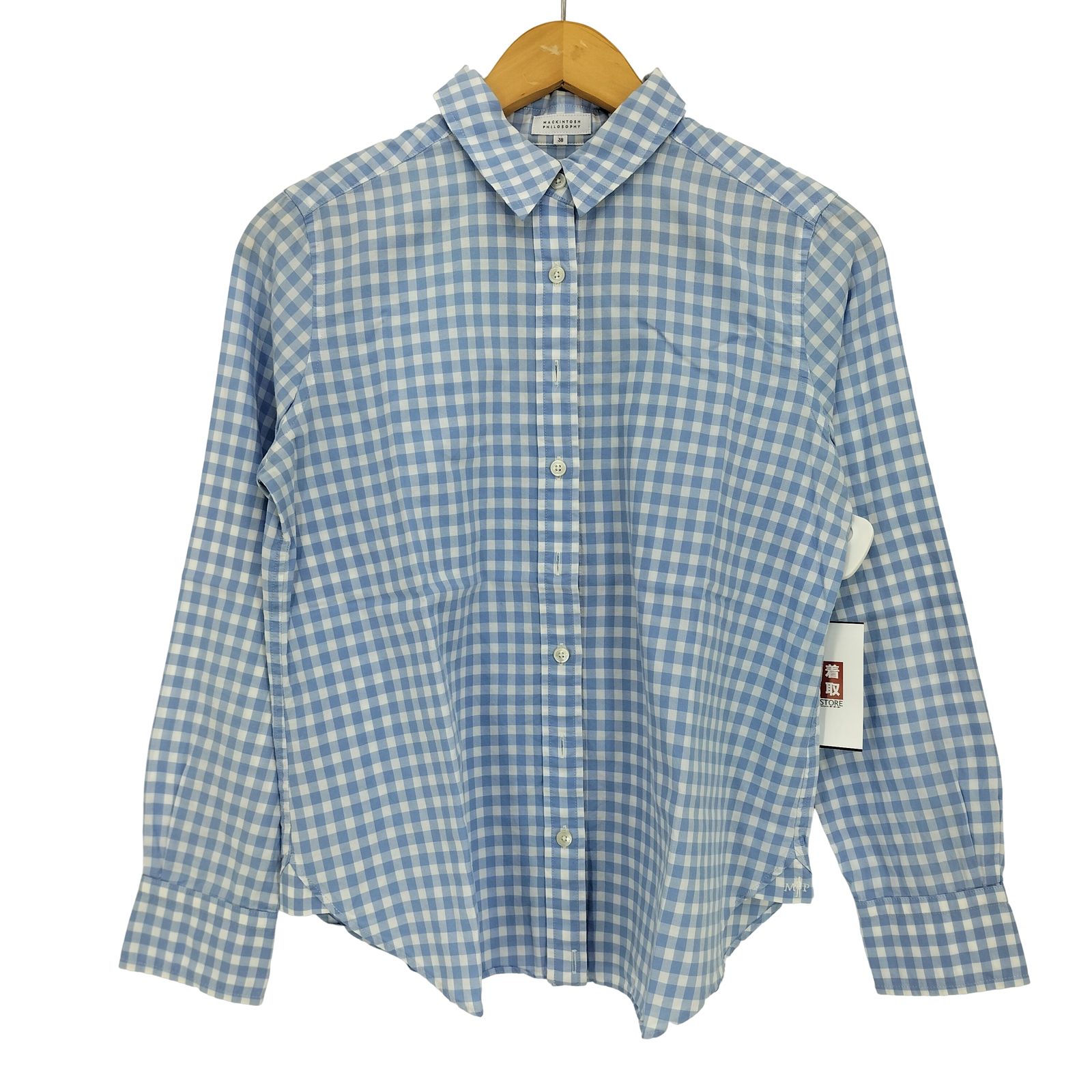 マッキントッシュ 三陽商会 ギンガムチェック 長袖 シャツ 38 ホワイト×ネイビー Mackintosh レディース MACKINTOSH - マッキントッシュ 三陽商会 ギンガムチェック 長袖