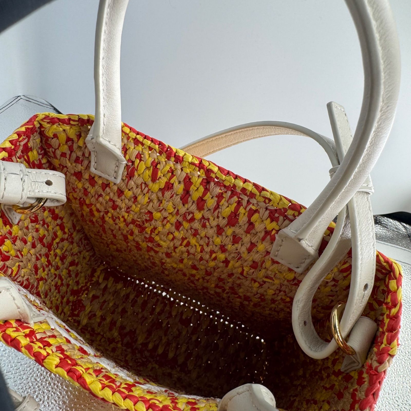 LOEWE ロエベ ホワイト イエロー レッド 2WAYハンドバッグ