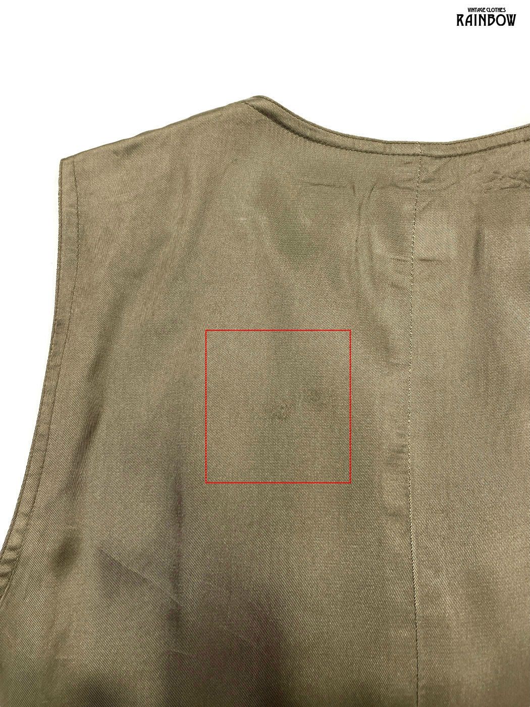 コスパが良い 古着 Liz Sport リズスポーツ 鹿 ゴブラン織り 総柄 コットン ノースリーブ ベスト 緑 カーキ モスグリーン ttu2510012 衝撃価格！