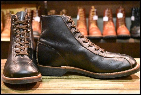 8.5 D 18年 レッドウィング 8825 アウティング 黒 ブラック プレーリー 茶芯 先芯なし 編み上げ ブーツ redwing FI 389