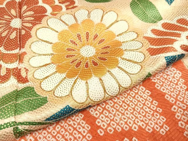 平和屋着物●豪華振袖　駒刺繍　絞り　枝花文　金彩　正絹　逸品　AABA8883ph 平和屋着物○豪華振袖 駒刺繍 絞り 枝花文 金彩 正絹 逸品 AABA8883ph