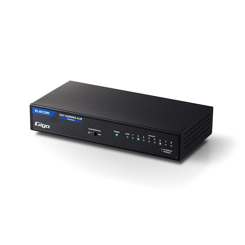 エレコム スイッチングハブ ギガビット 8ポート 金属筐体 マグネット付 電源内蔵 ブラック EHC-G08MN4A-HJB 1