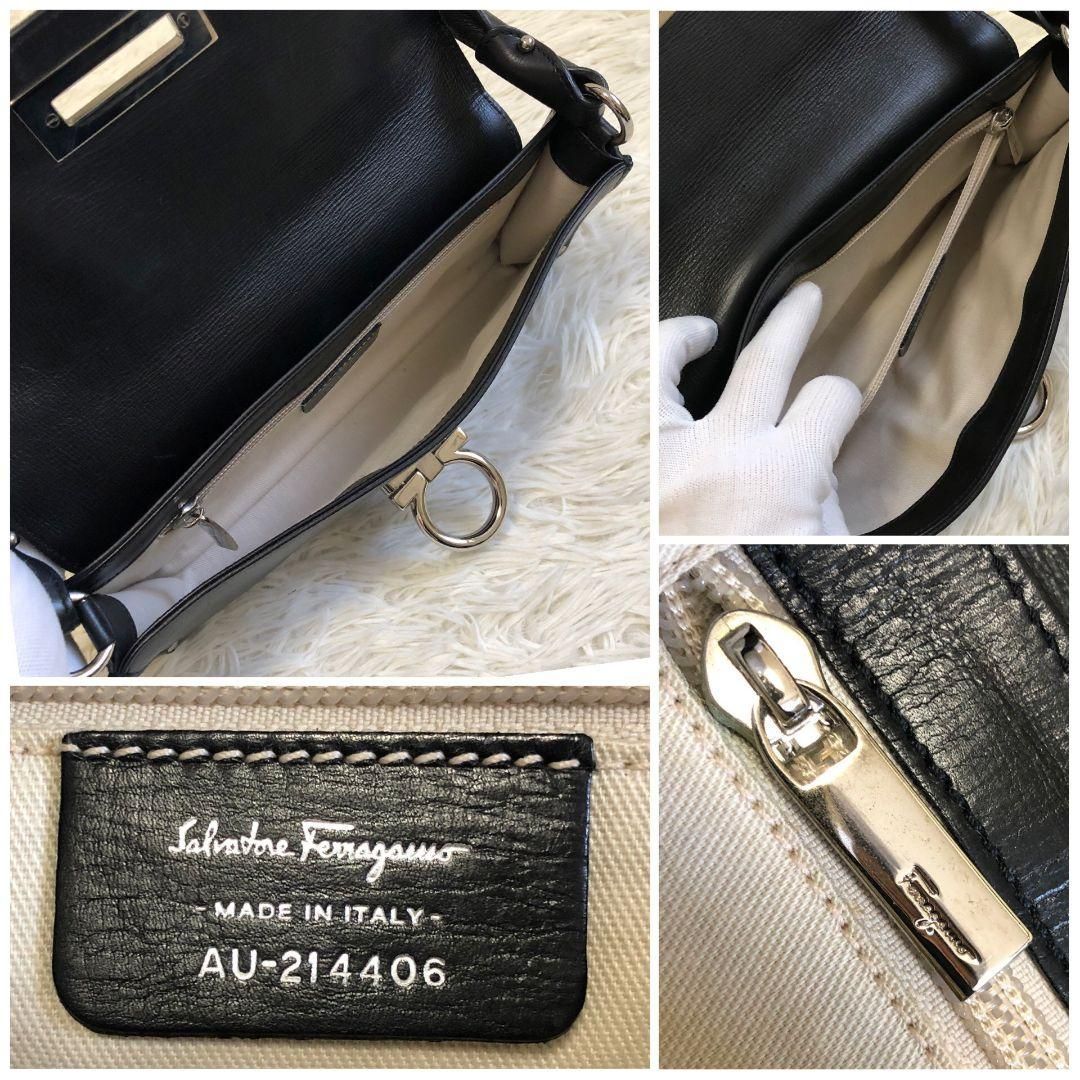 極美品✨】フェラガモ ガンチーニ ワンショルダー 黒 ショルダーバッグ