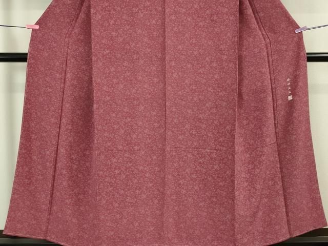 平和屋本店□極上 江戸小紋 保科土山 とり 中紅色地 反端付き 逸品 未