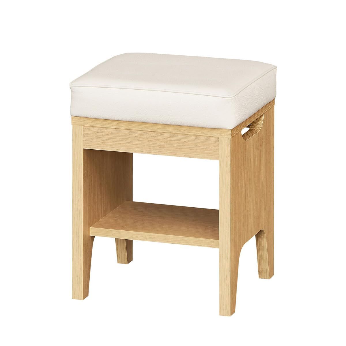 椅子 スツール コンパクト 小さめ 合皮 おしゃれ ドレッサー用 ナチュラルブラウン 木製 北欧風 幅35×奥行30×高さ45.6cm 白井産業 AM2-4535S NA アドミラ