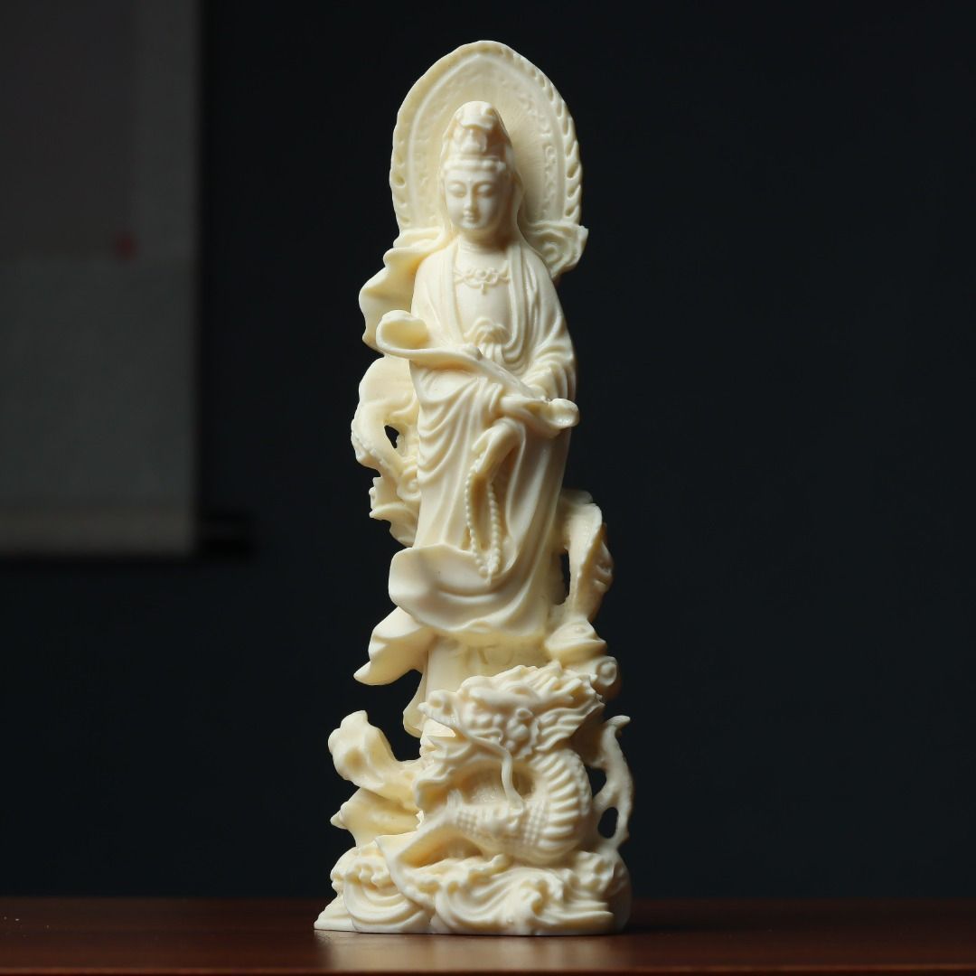 龍上観音菩薩 観音菩薩像 観音様 龍 仏像 置物 神 豊穣 財運