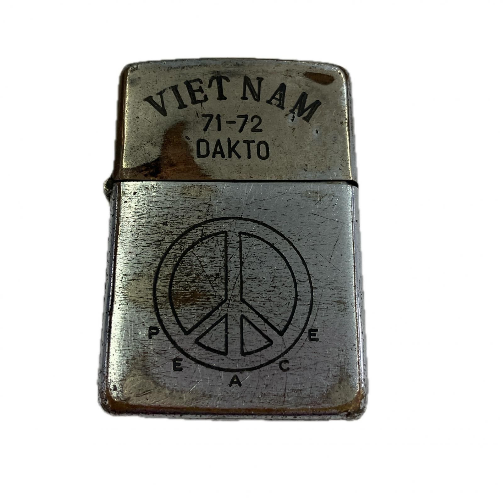 170590 ZIPPO ジッポ ベトナム 71-72 DAKTO ピースマーク 1972年製 シルバー