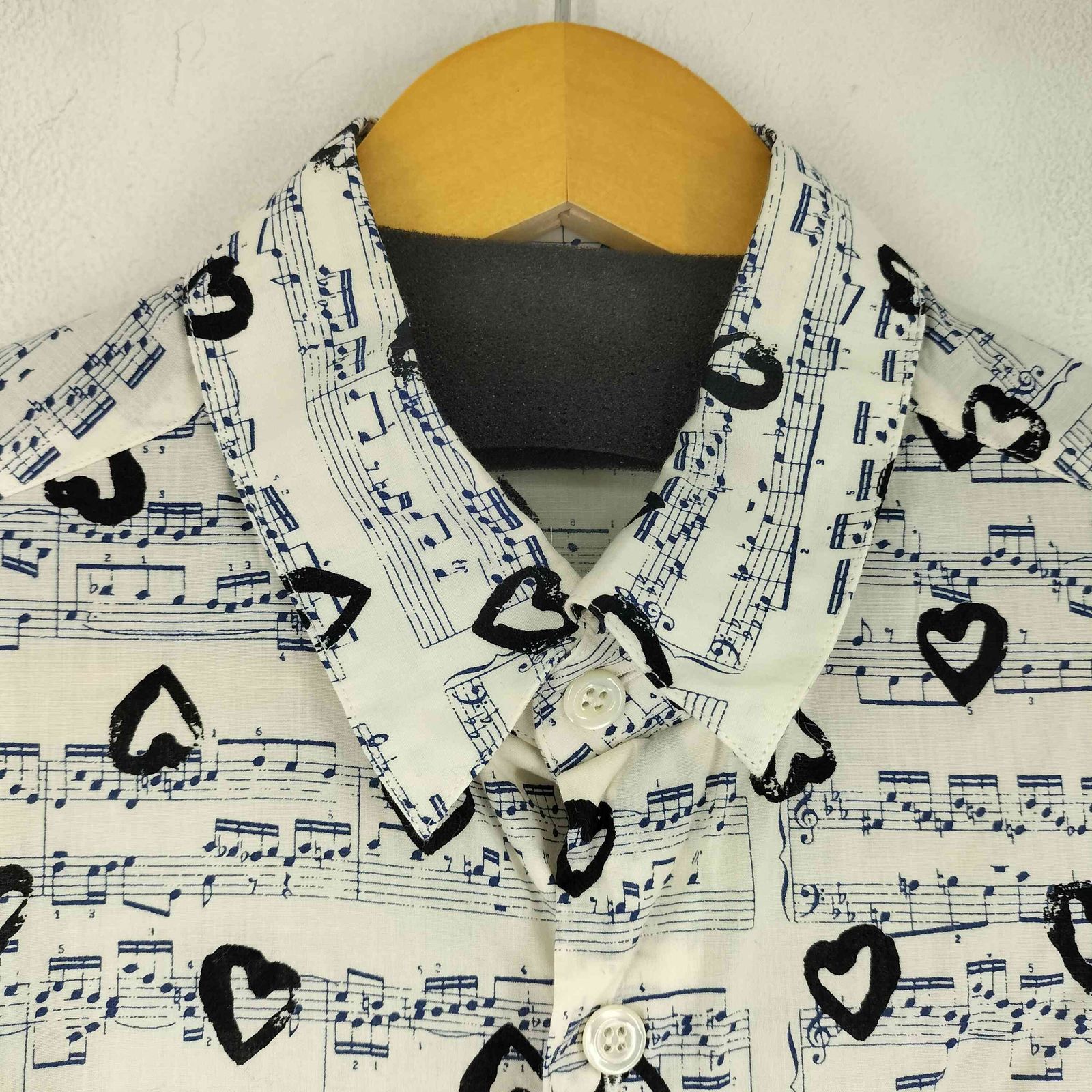 アニエスベーオム Agnes b.homme 音符ハート 総柄シャツ メンズ 40 
