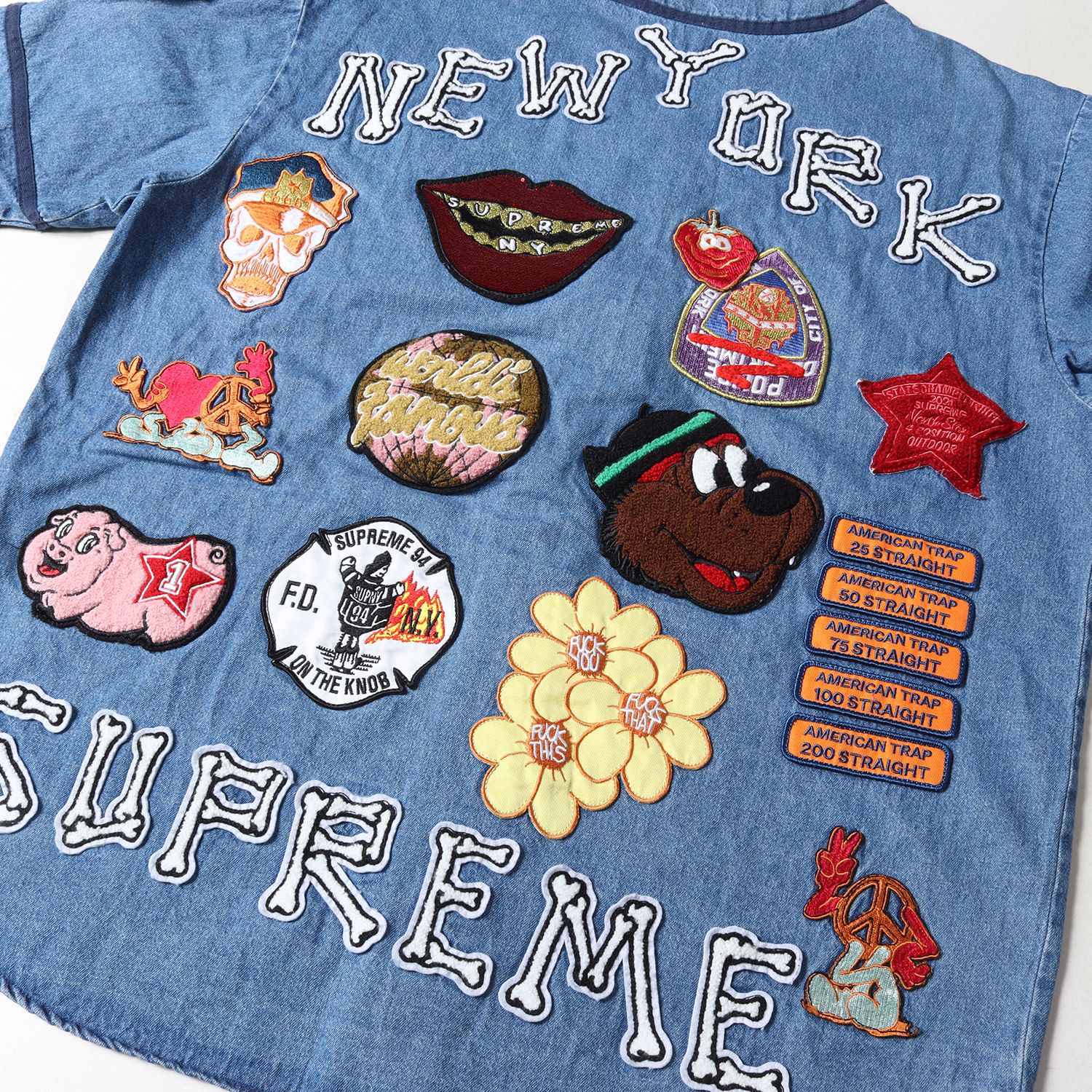 Supreme シュプリーム シャツ マルチワッペン デニム ベース