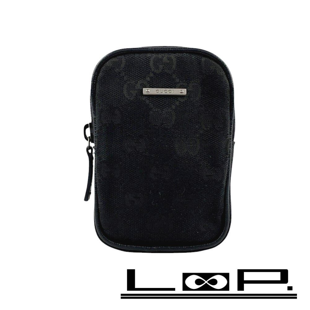美品　グッチ GG シガレットケース タバコ ミニ ポーチ キャンバス ブラック 黒 115249 【227073】〇