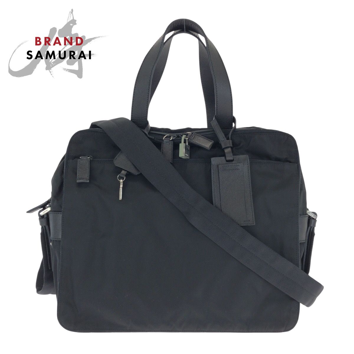 プラダ トートバッグ 2way サフィアーノ×ナイロン 紺 2VG860 楽天市場