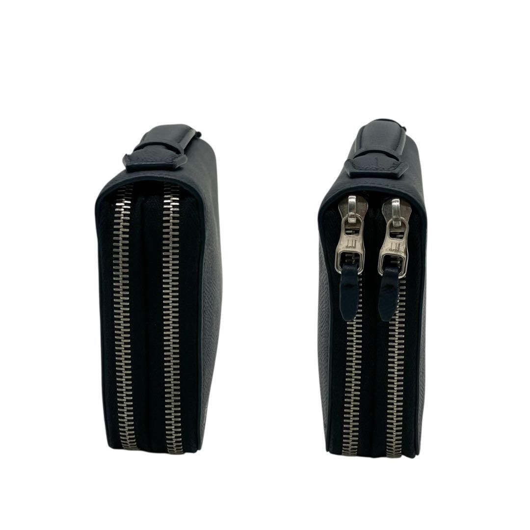 良品 2118 dunhill オーガナイザー 長財布 レザー ネイビー