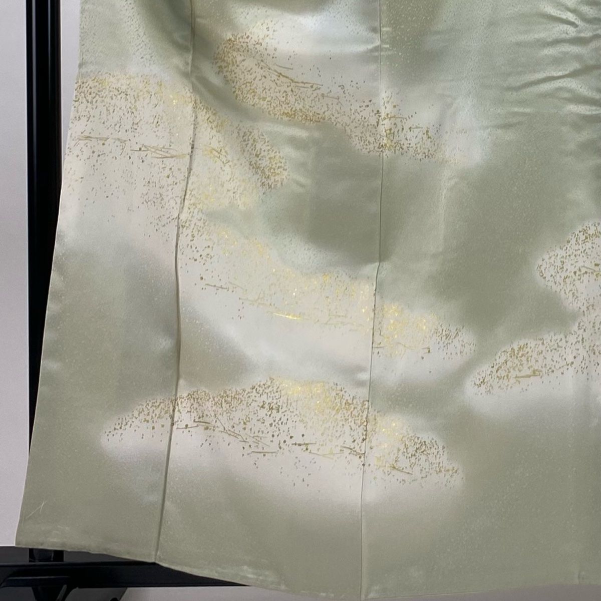 訪問着 身丈159.5cm 裄丈66.5cm M 袷 雲文 金彩 ぼかし 灰緑 正絹 秀品