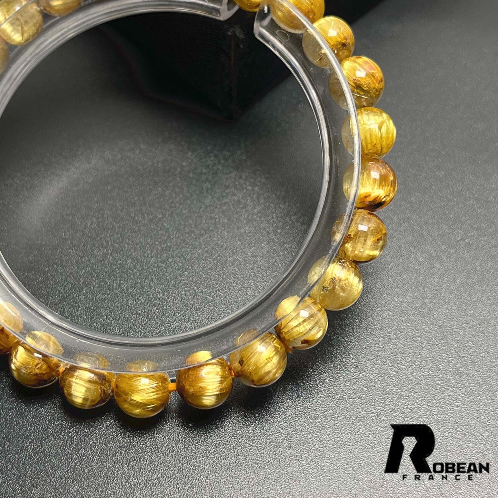 夢色 EU製 定価19万円★ROBEAN・極!極満針ルチルクォーツ★ブレスレット パワーストーン 天然石 綺麗 金運 お守り ギフト プレゼント1 6.9-7.3mm K0410601