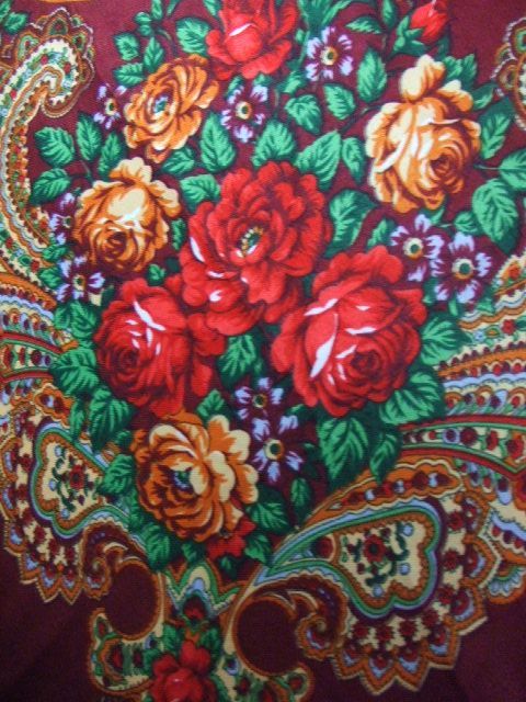 華やか～花柄プリントが鮮やかな大判マントン ボルドー LLC-HASEGAWATOSO_COM