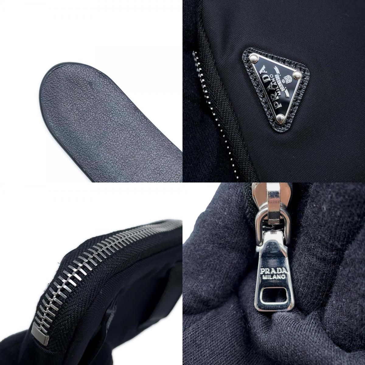 プラダ ベルト ポーチ付き レザー ナイロン サイズ75 1CM237 PRADA 黒 
