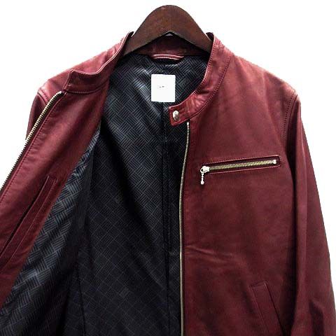 タケオキクチ TAKEO KIKUCHI 羊革 シングル ライダース ジャケット ラムレザー ボルドー 3 070-55010 KANDAIZUMI_COM