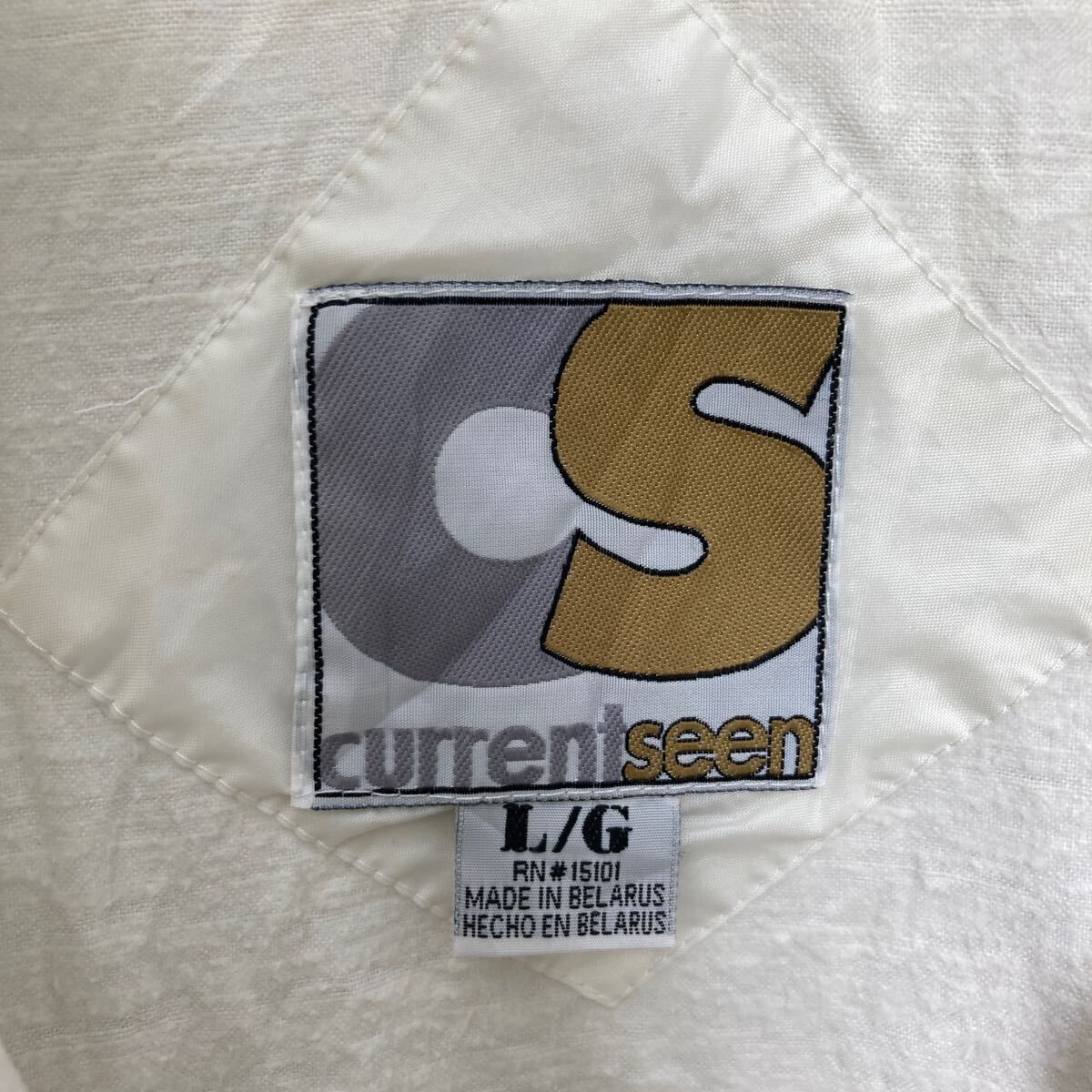 currentseen ナイロンジャケット L ホワイト 裏起毛 ブルゾン 