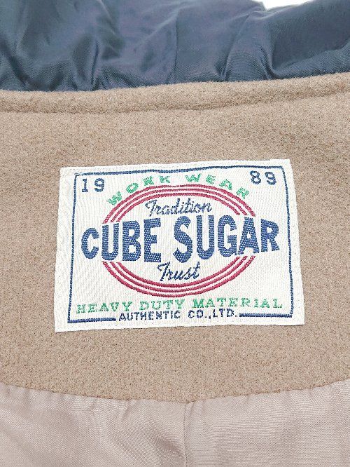 ◇ CUBE SUGAR バイカラー フロントボタン 長袖 コート ジャケット サイズＭ ライトブラウン ネイビー レディース メンズ P  【1310020007002】