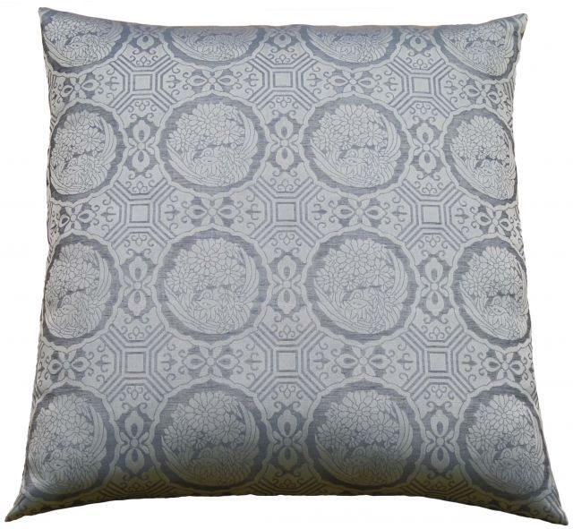 夏用 仏壇座布団 仏壇 仏前 法事 法要 和室 お盆 お寺さん用 座布団 国産 丸花柄 麻混布 022 ブルー 67×68cm